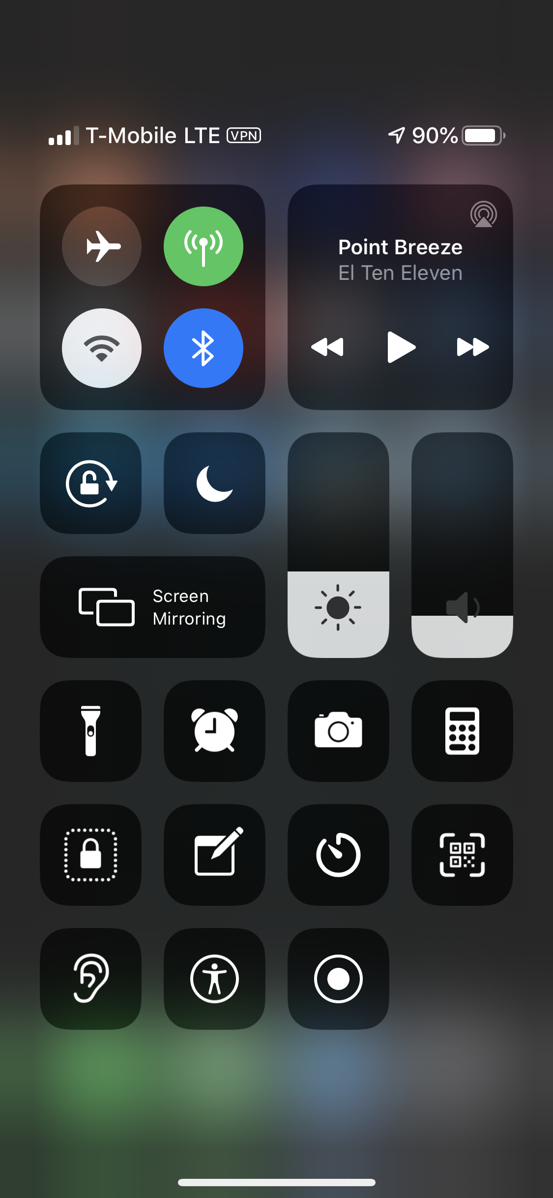 VPN badge appears in control center when active