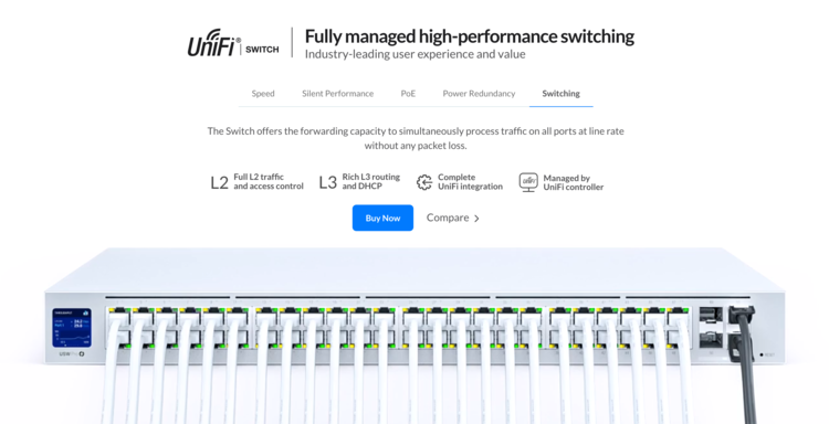 UniFi Switches are cost-effective managed L2 switches, with optional L3 features