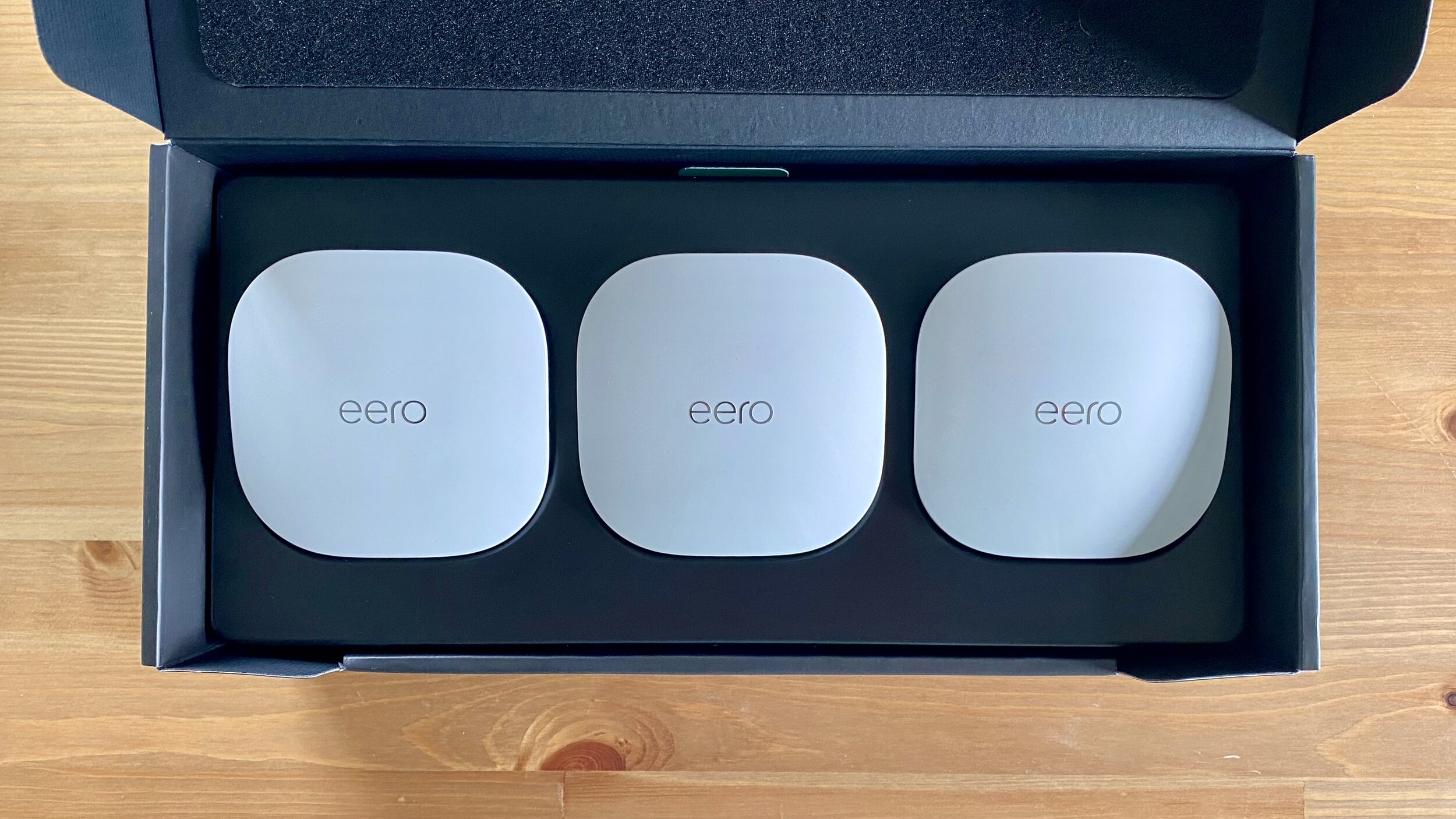 Inside is 3 basic Eero units