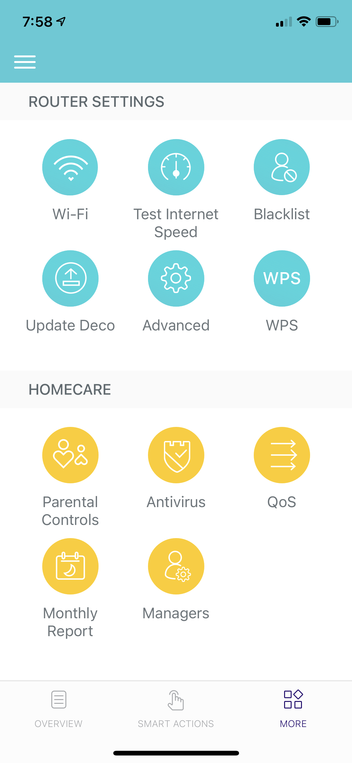 Available network settings