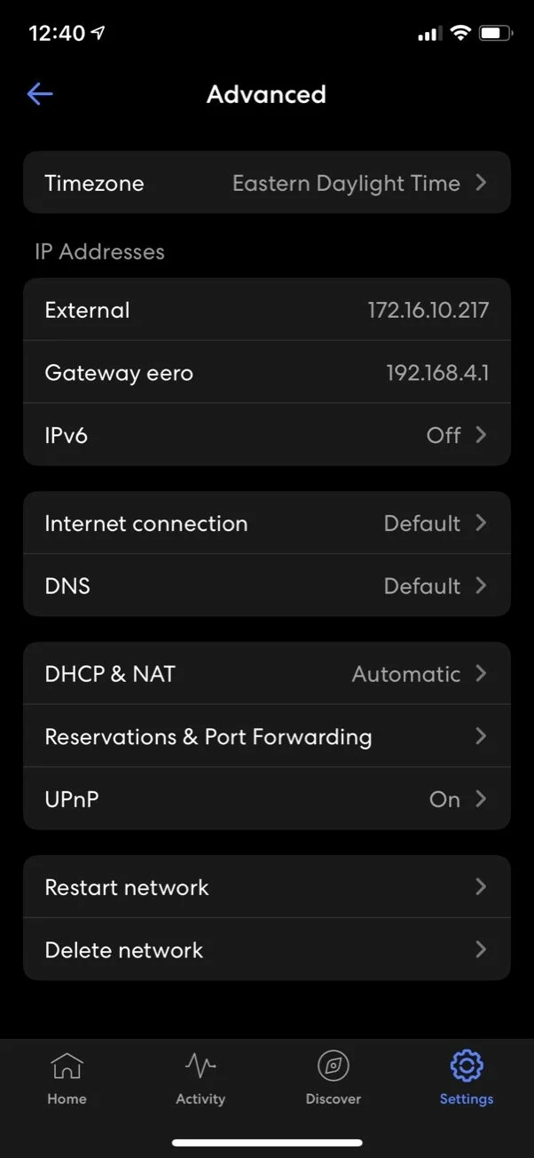 Eero Advanced Settings