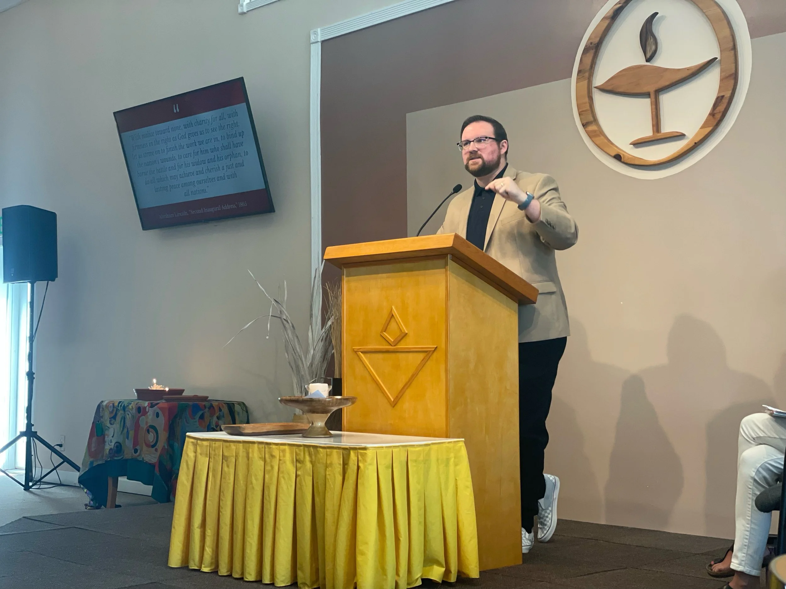  Speaking about Lincoln’s second inaugural and the politics of humility at Heartland Unitarian Universalist Church, September 14, 2025. 