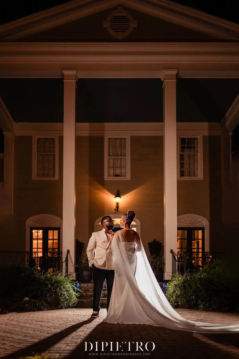 Dramatic night portrait at Clevedale Inn in Spartanburg South Carolina