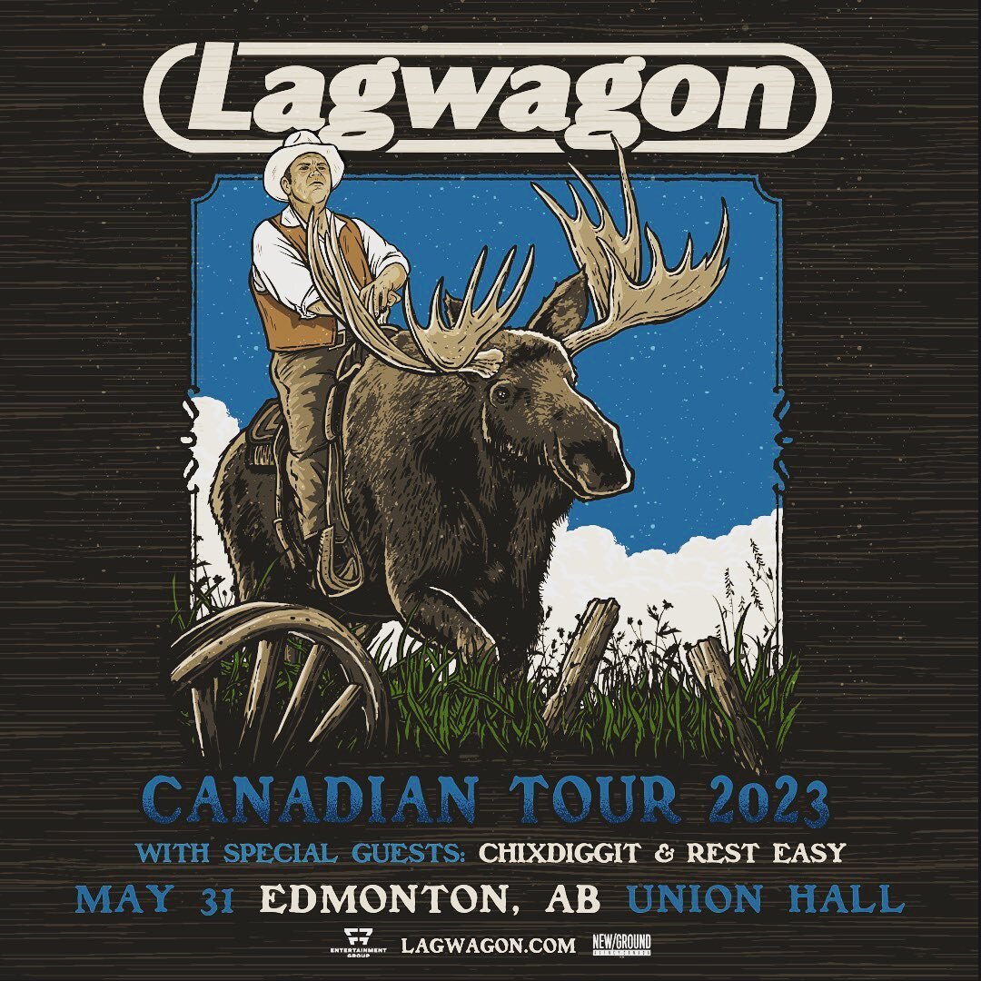 Our Canada tour starts May 31 at @unionhalledm in Edmonton!  Stoked that @chixdiggitofficial and @resteasypunx will be kicking off the night. LET'S GOOOOO!!!! 🤘🏽🎸🍻😎🚨🇨🇦🍁👏🏽 Link in bio for tix!

#lagwagon #edmonton #ontour #canada #punk
