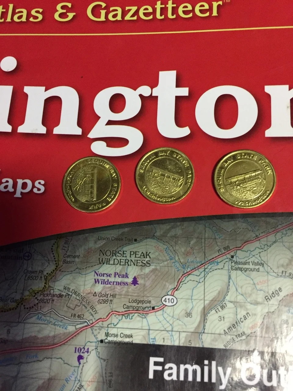 These coins are worth more than gold when you are cold and dirty. Each coin = a 3-minute hot shower in Washington State Parks. Takes me 3 coins (hair washing), takes Ross 1 coin with extra time on the clock (so he claims).