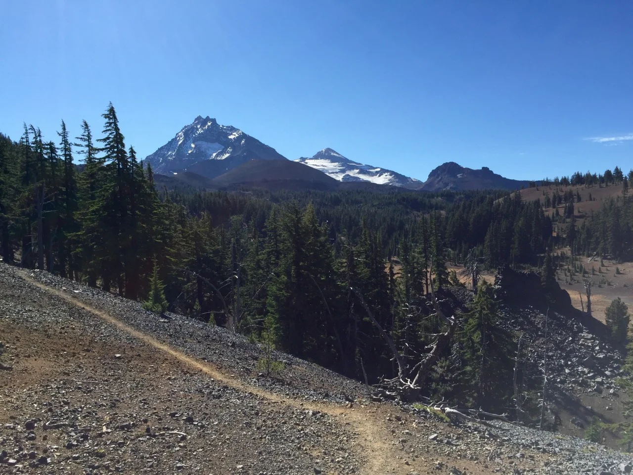 From left to right: North Sister, Middle Sister, The Brother

via https://dayone.me/2csKzcP