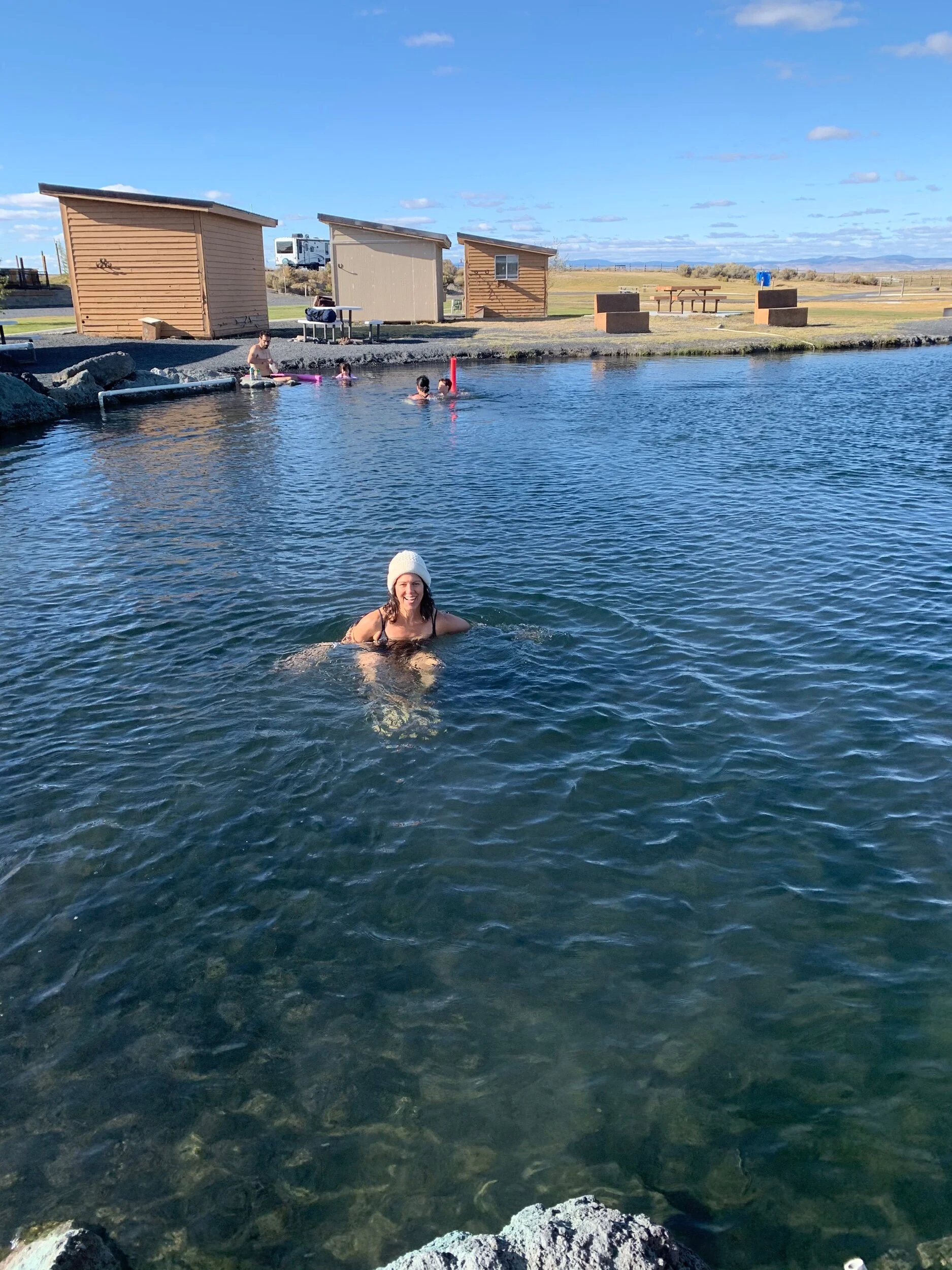 In the hot spring!!