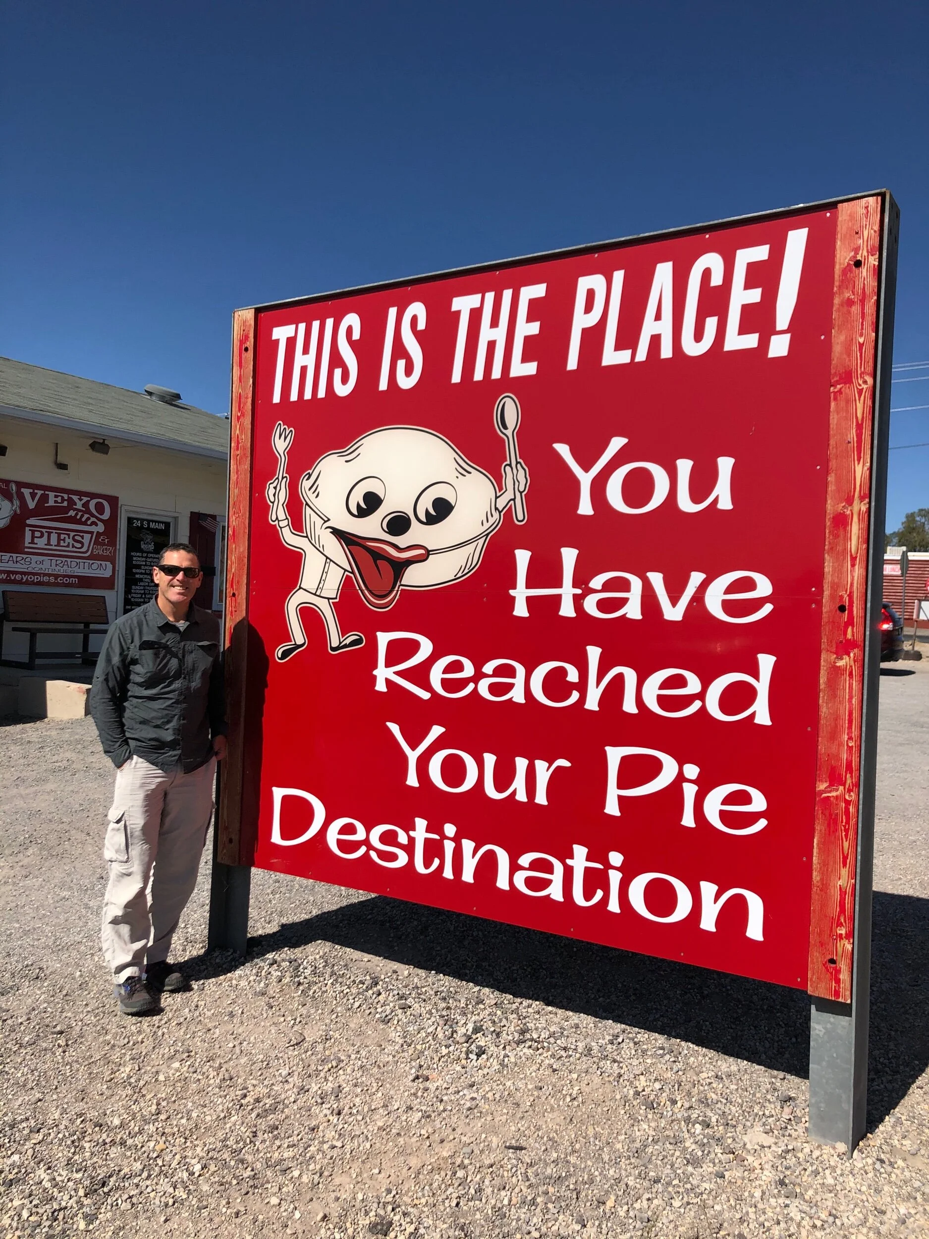 Veyo’’s Pies, Veyo, Utah. We bought a slice of volcano pie (butterscotch), lemon and apple. 3/5 pie stars. But we still enjoyed them!