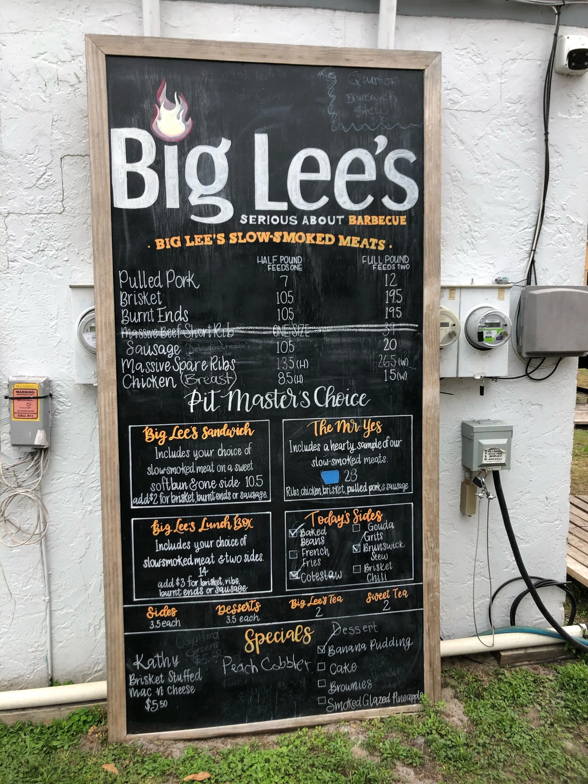 The menu.