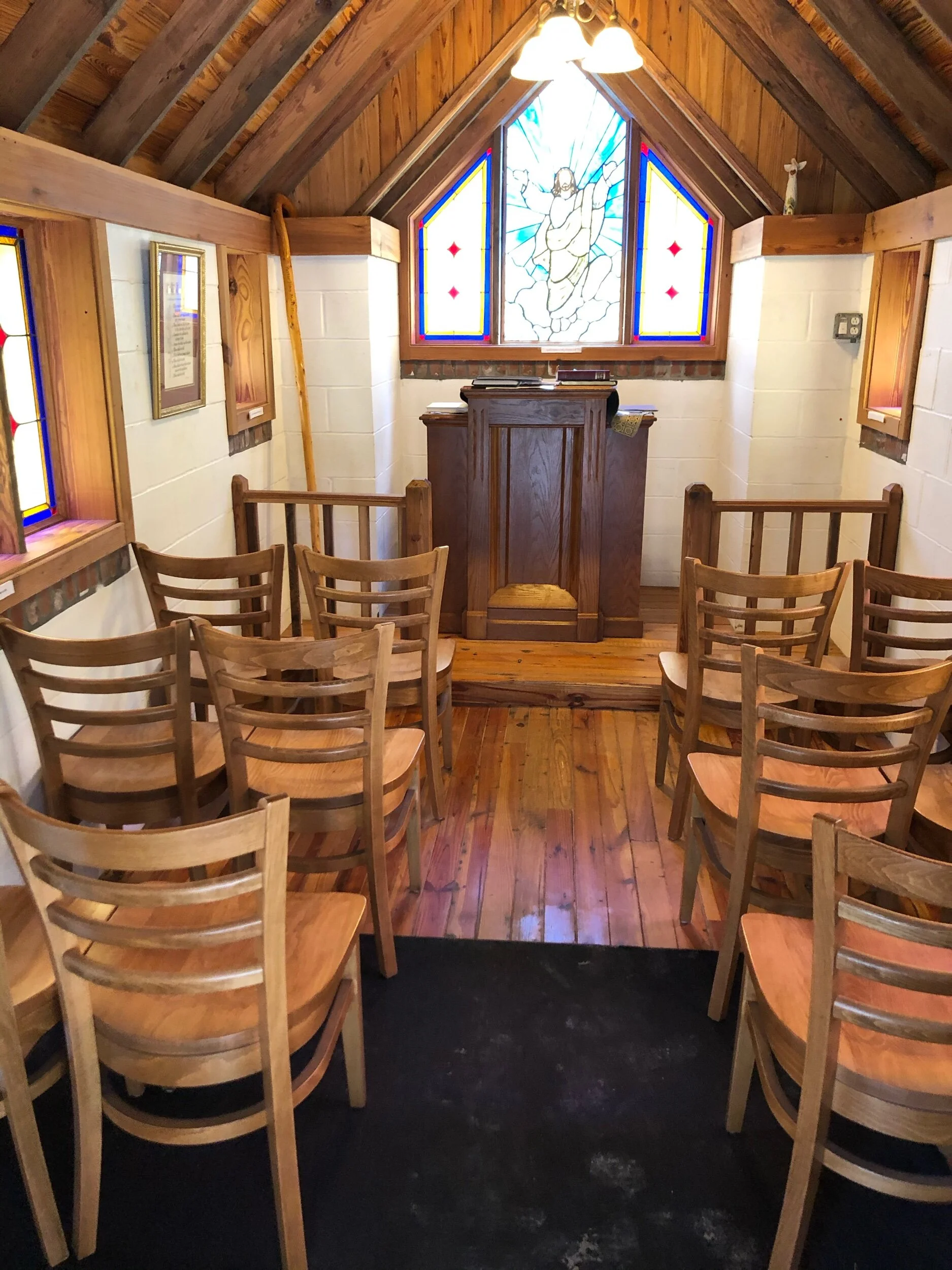 Twelve seats, and yes, they hold services.