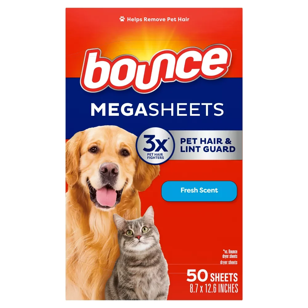 $3 Bounce Mega Dryer Sheet, Pet Hair & Lint Guard, 50 ct (Regular price $4.69)