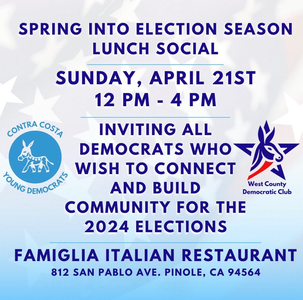 Hey everyone! Super excited to let you know about our upcoming social event in collaboration with West County Democratic Club! All are welcome to attend :) 
@westcountydemocraticclub