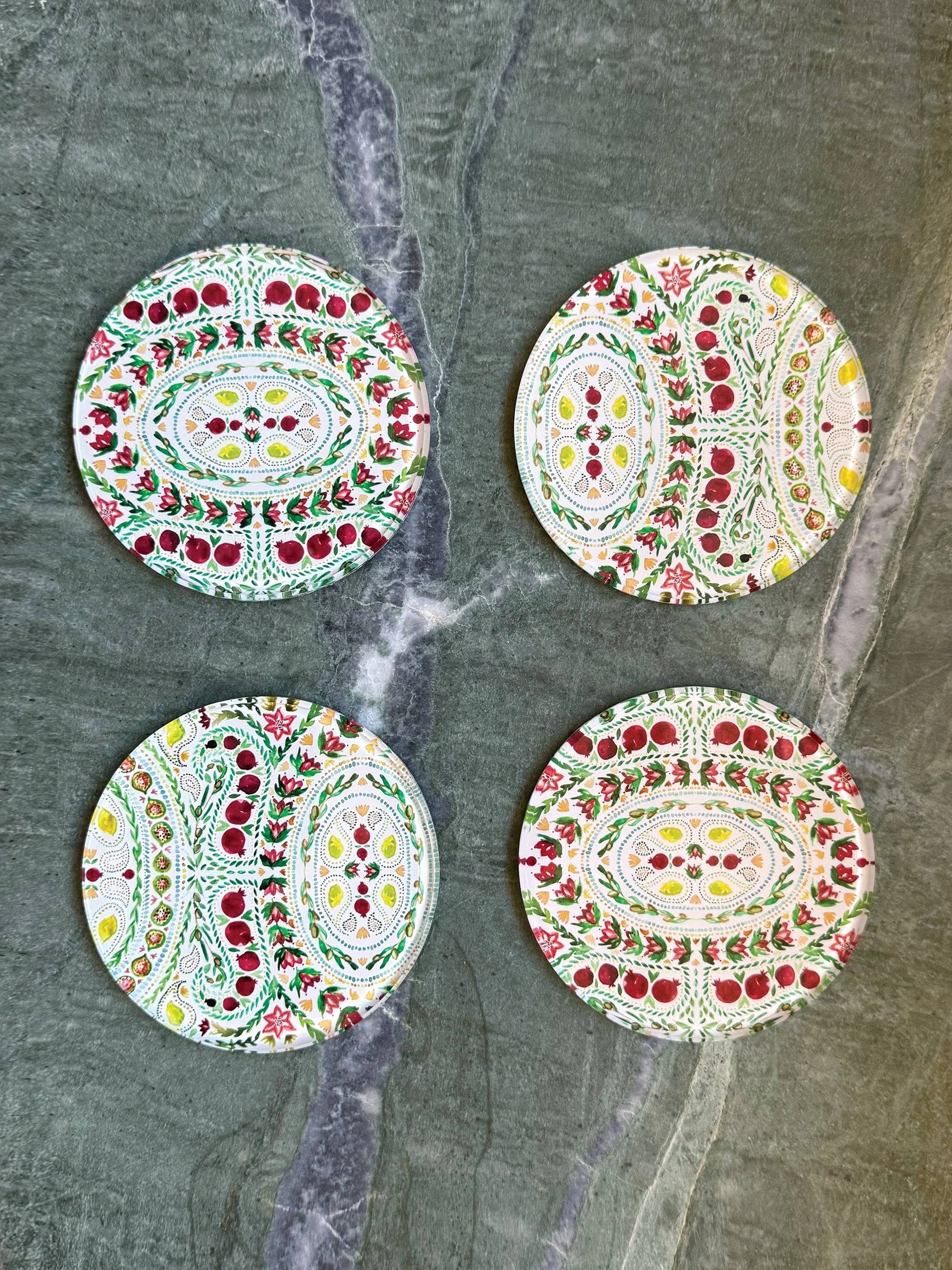 Paisley Acrylic Coaster Set of 4