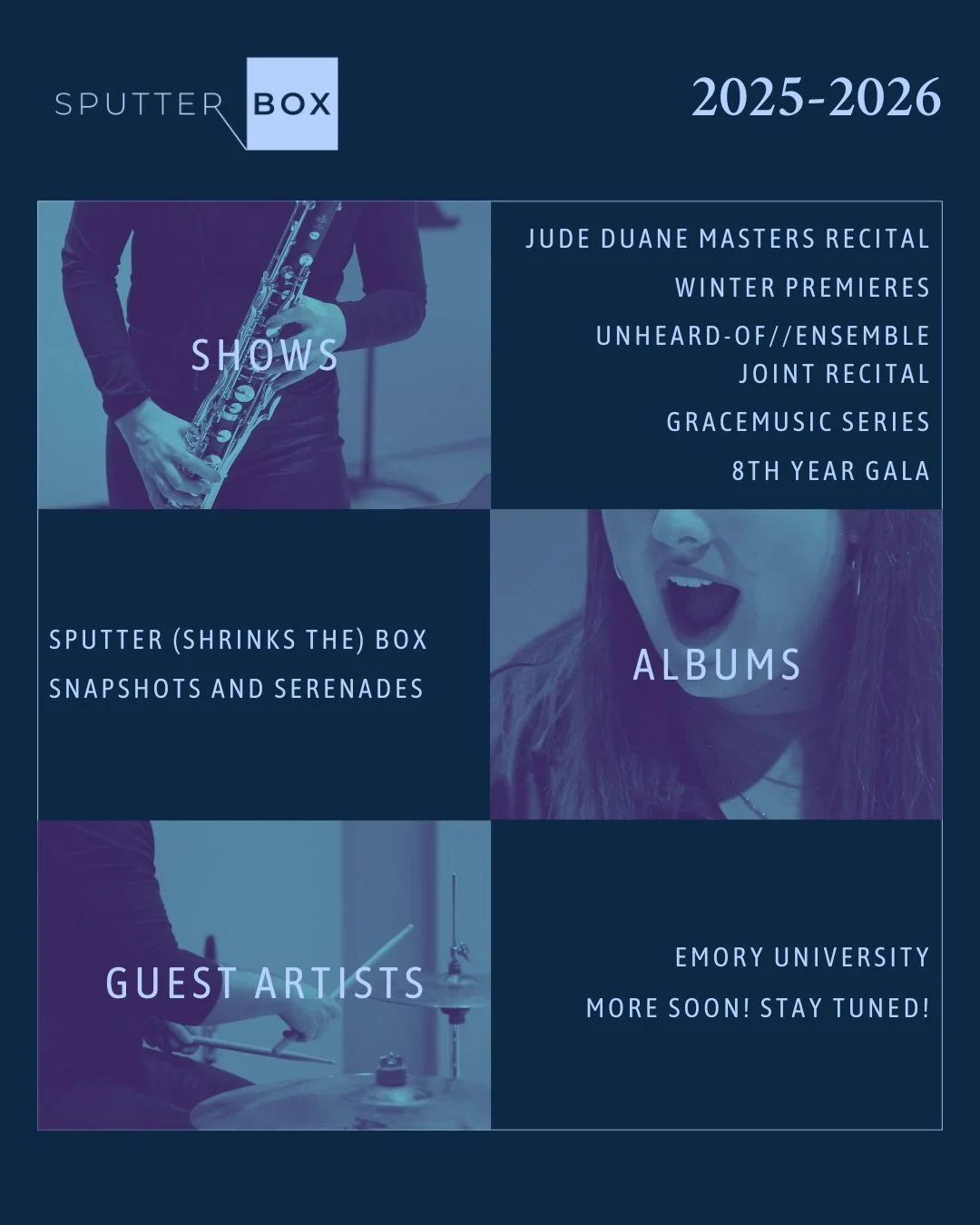 🚨 2025-2026 Season Announcement 🚨

We have a full season planned for you filled with shows, albums, and tour dates! And of course, exciting collaborations. First up&hellip;

We&rsquo;re re-releasing a studio version of our EP, Sputter (SHRINKS THE)