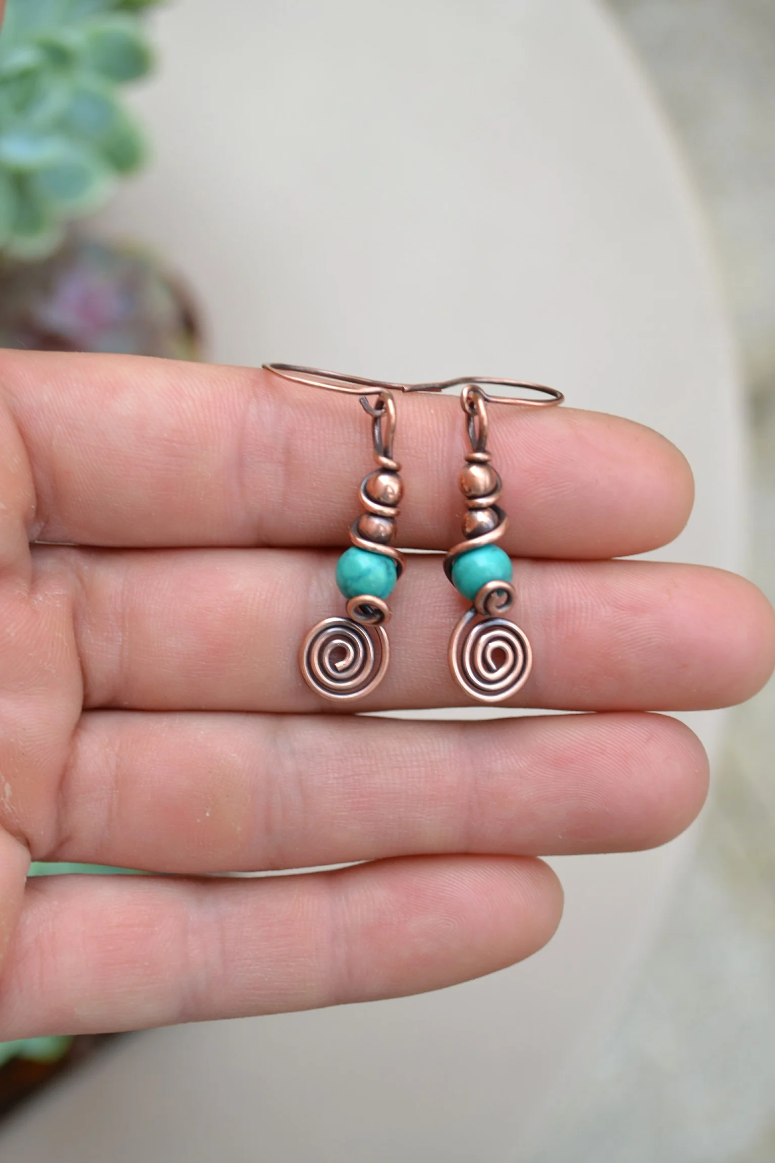 Turquoise Howlite Copper Earrings — Abbey Road Collection