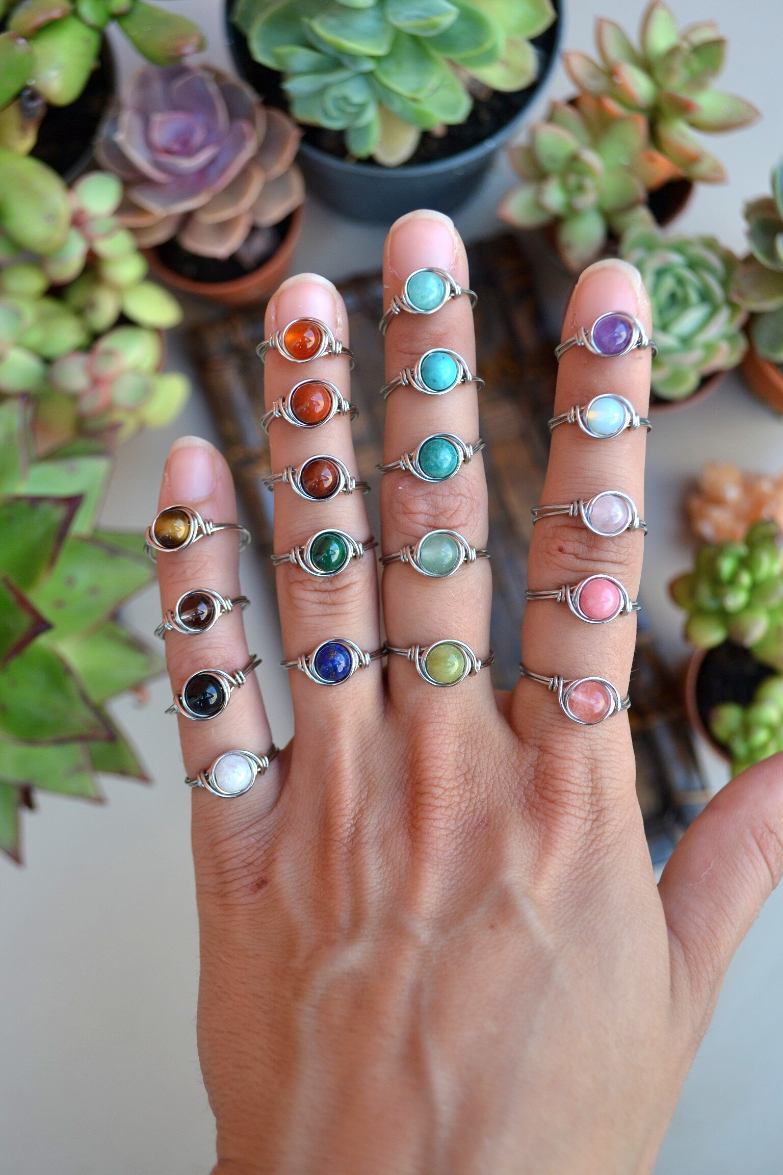 Stainless Steel Gemstone Ring // Your Choice!