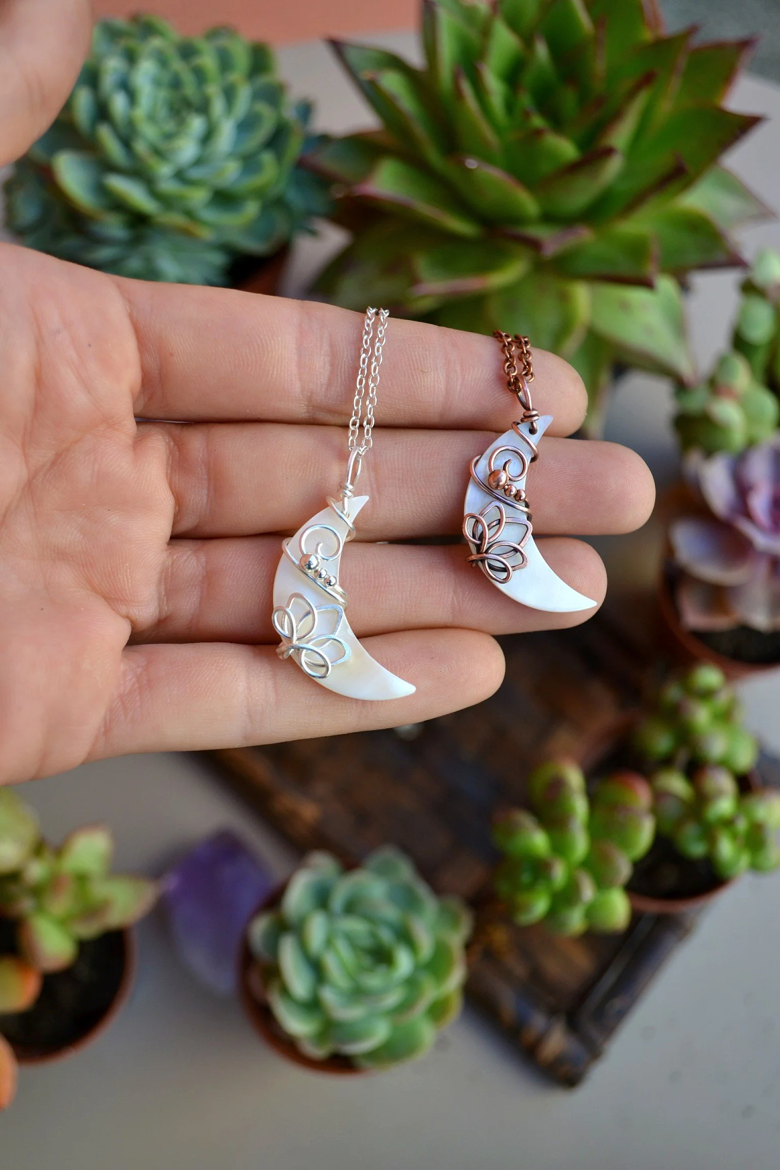 Lotus Moon Shell Necklace // Gold, Silver or Copper — Abbey Road