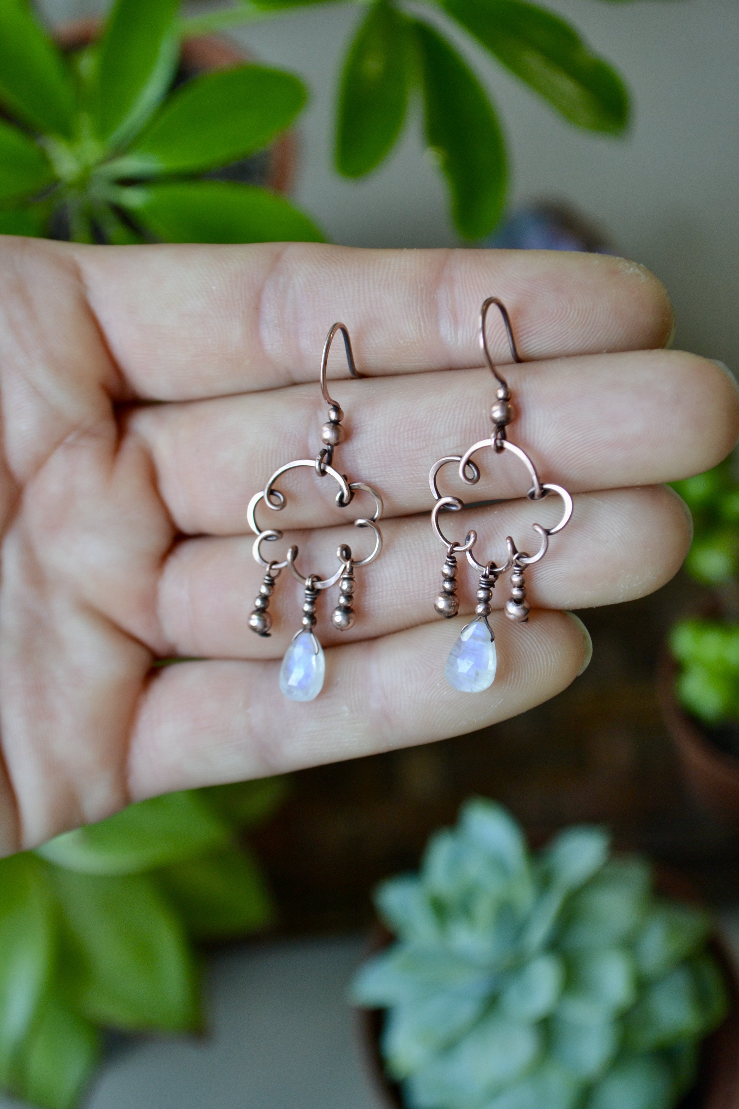 Baby Rain Cloud Earrings // Copper & Moonstone — Abbey Road Collection