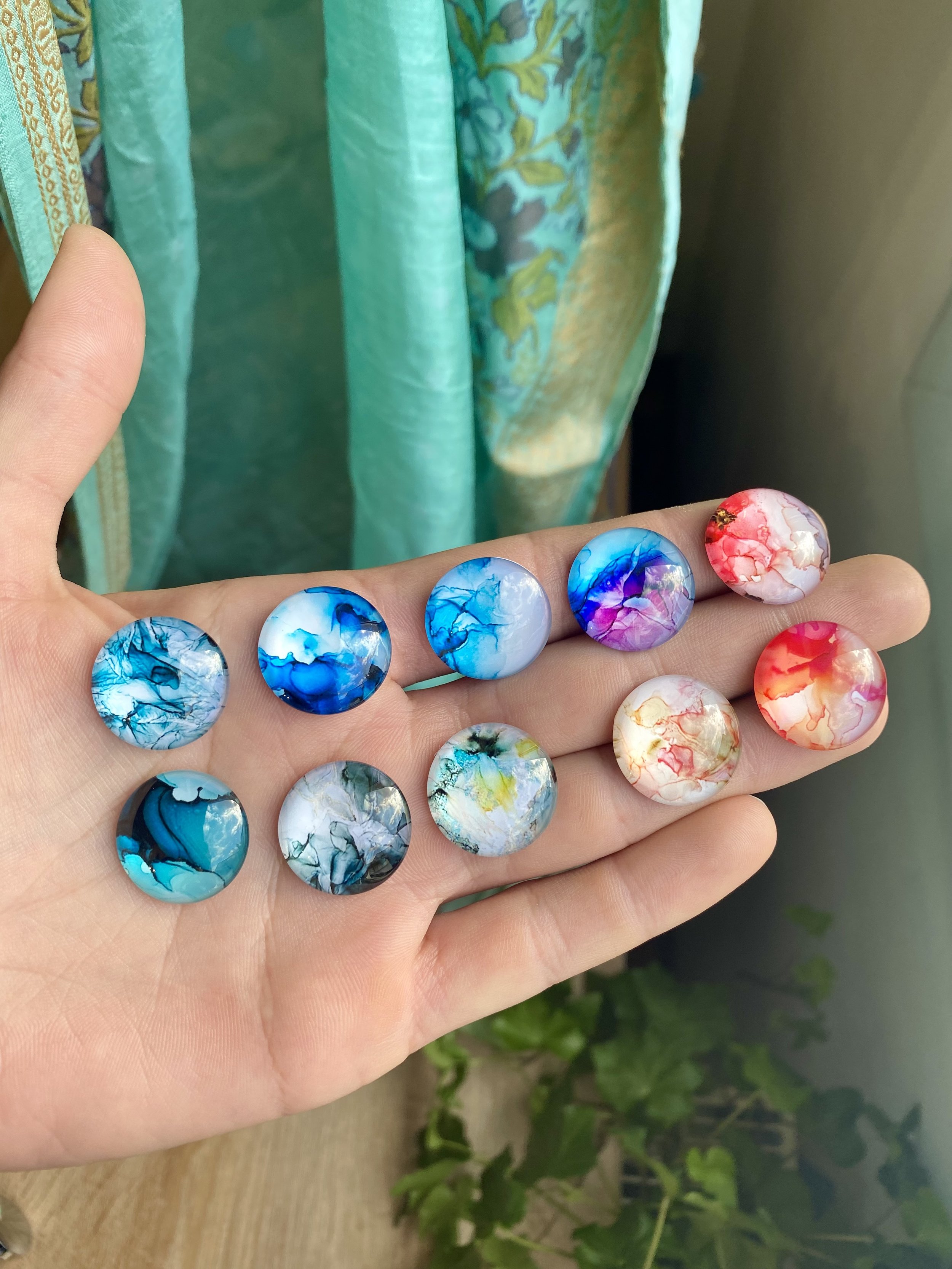 Glass Cabochons backed with Colorful Paper Backing — Abbey Road