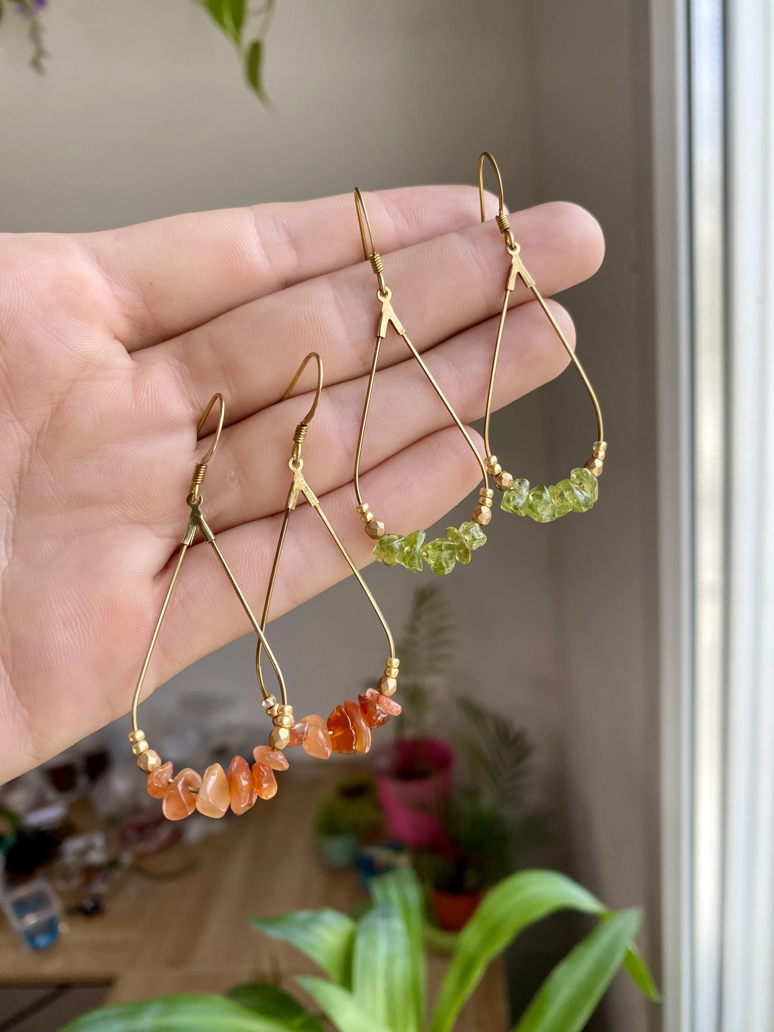 Brass Teardrop Crystal Earrings