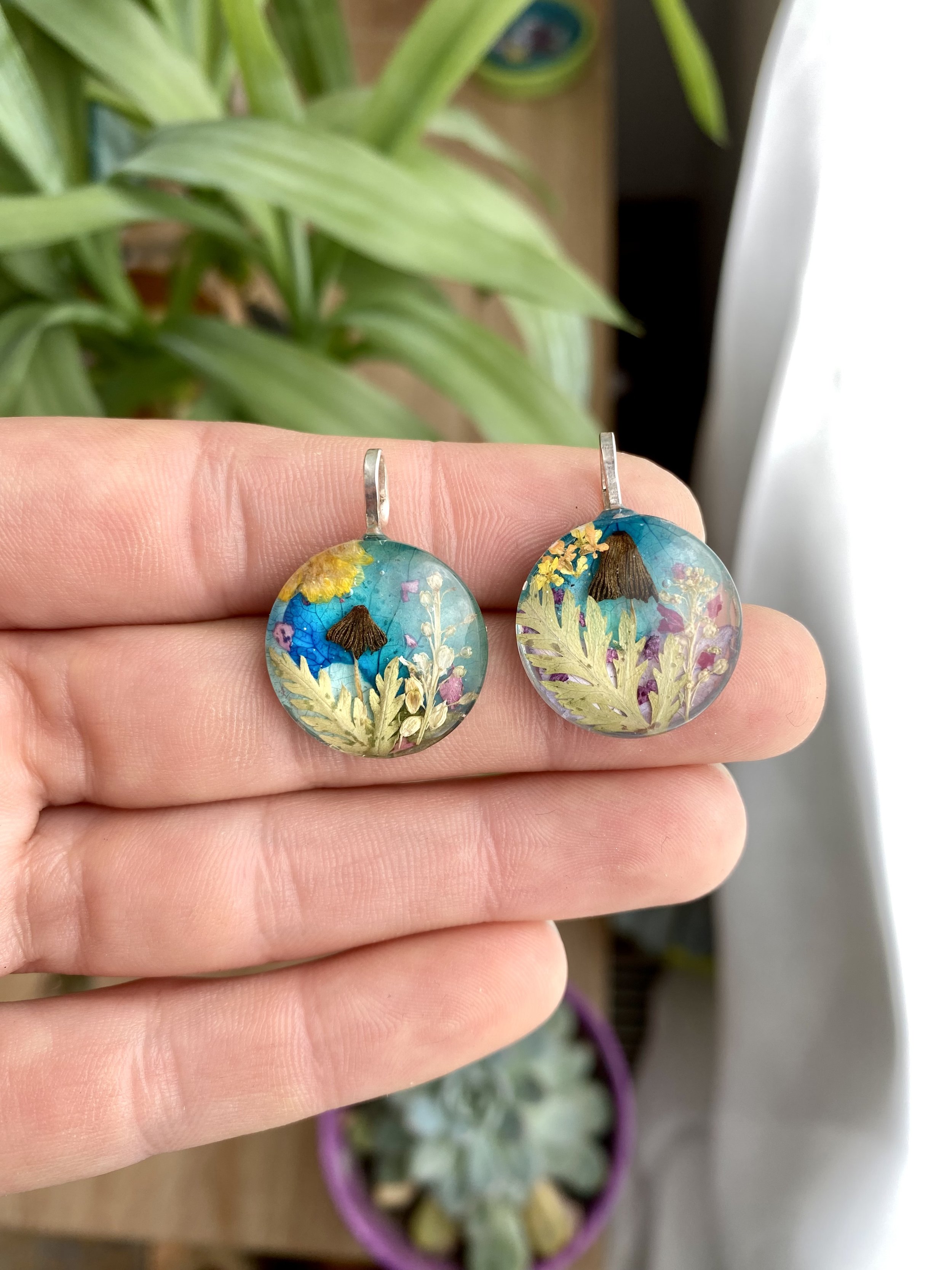 Scenic Flower and Mushroom Pendants