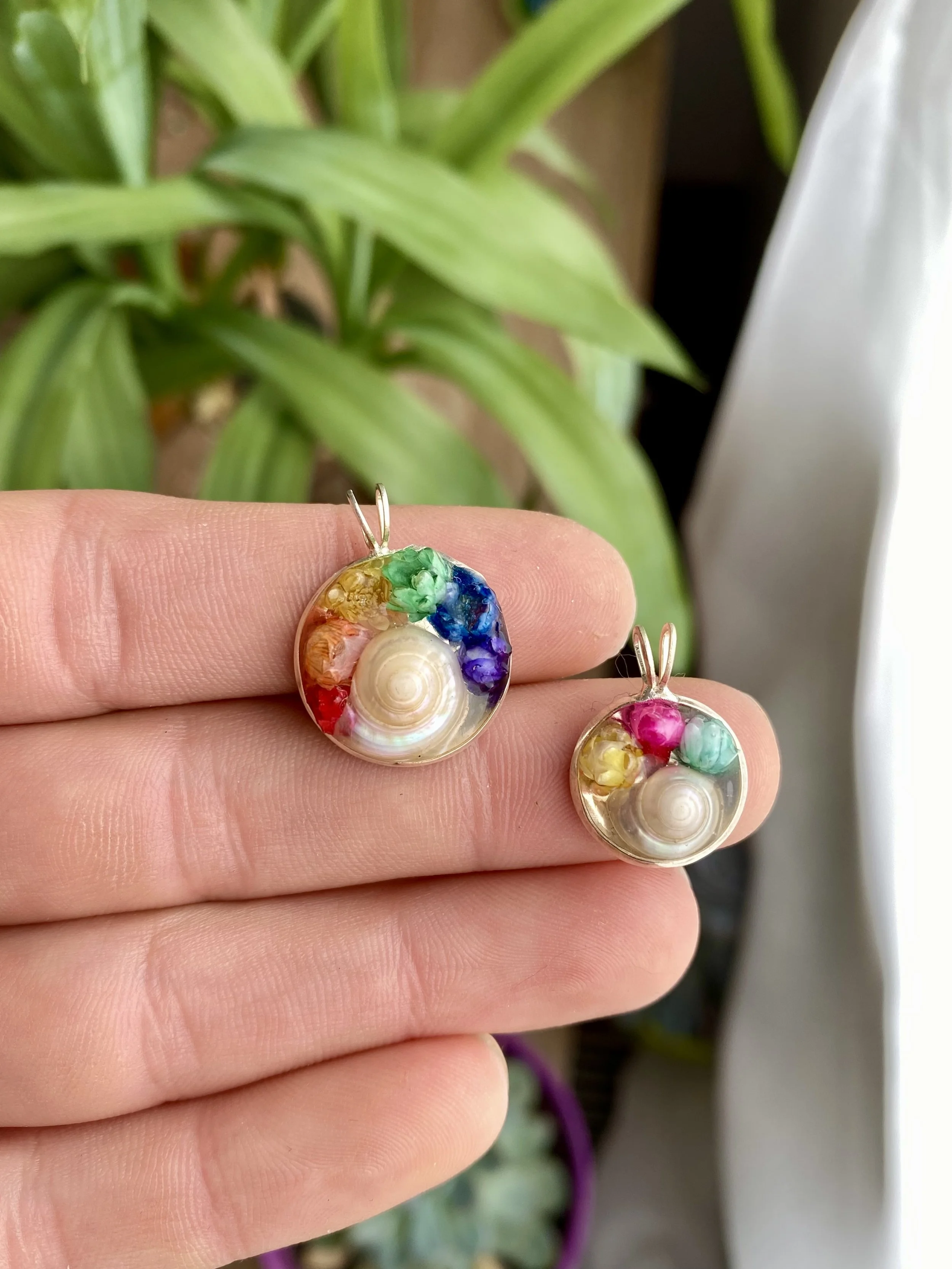 Floral Snail Shell Pendants