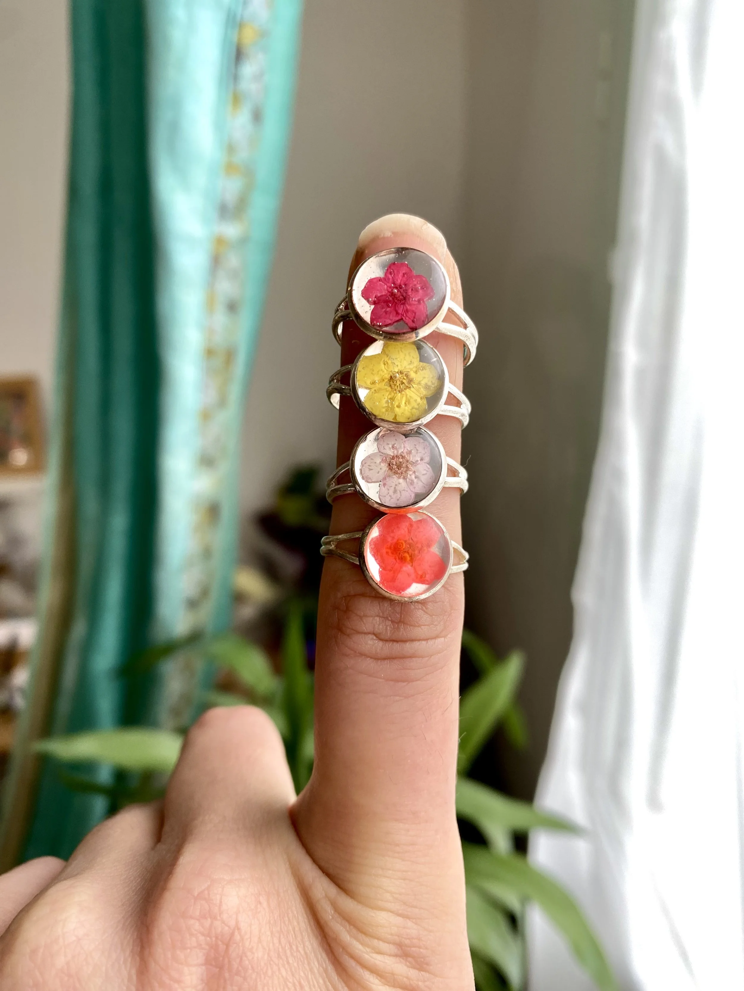 Silver Flower Rings