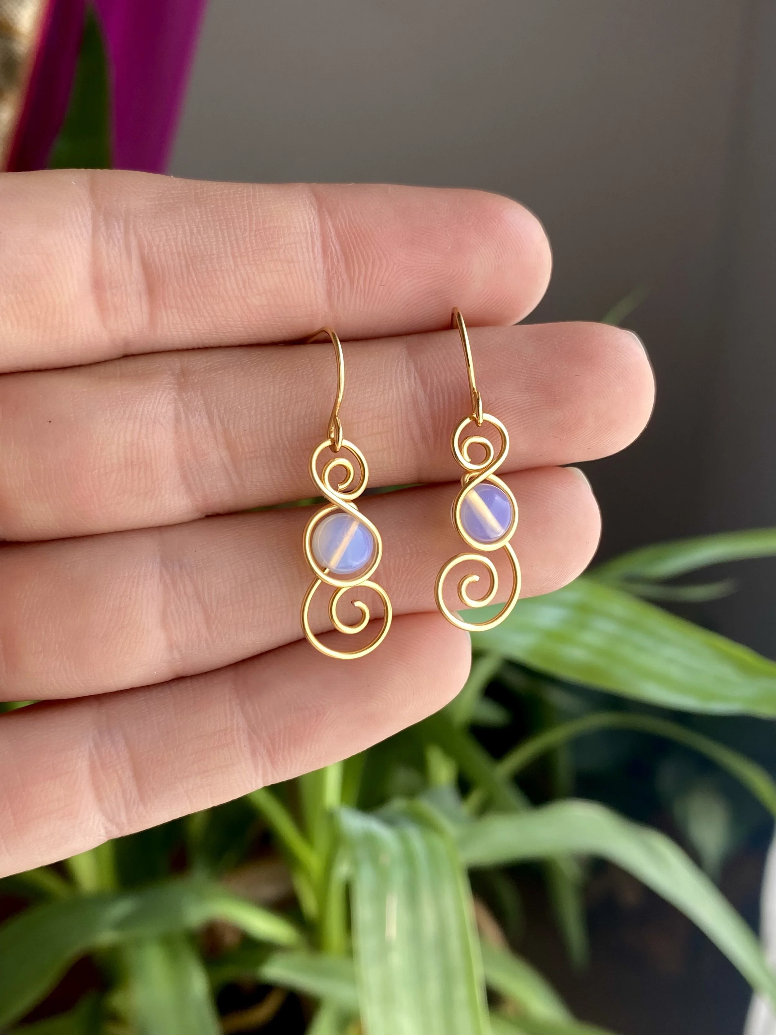 Swirly Gold Opalite Earrings