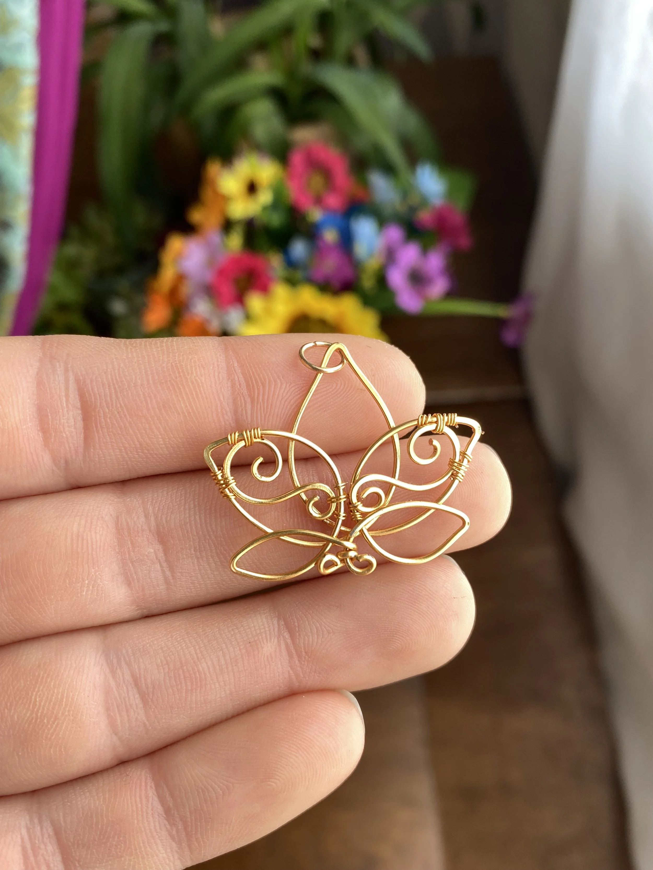 Gold Plated Lotus Pendant