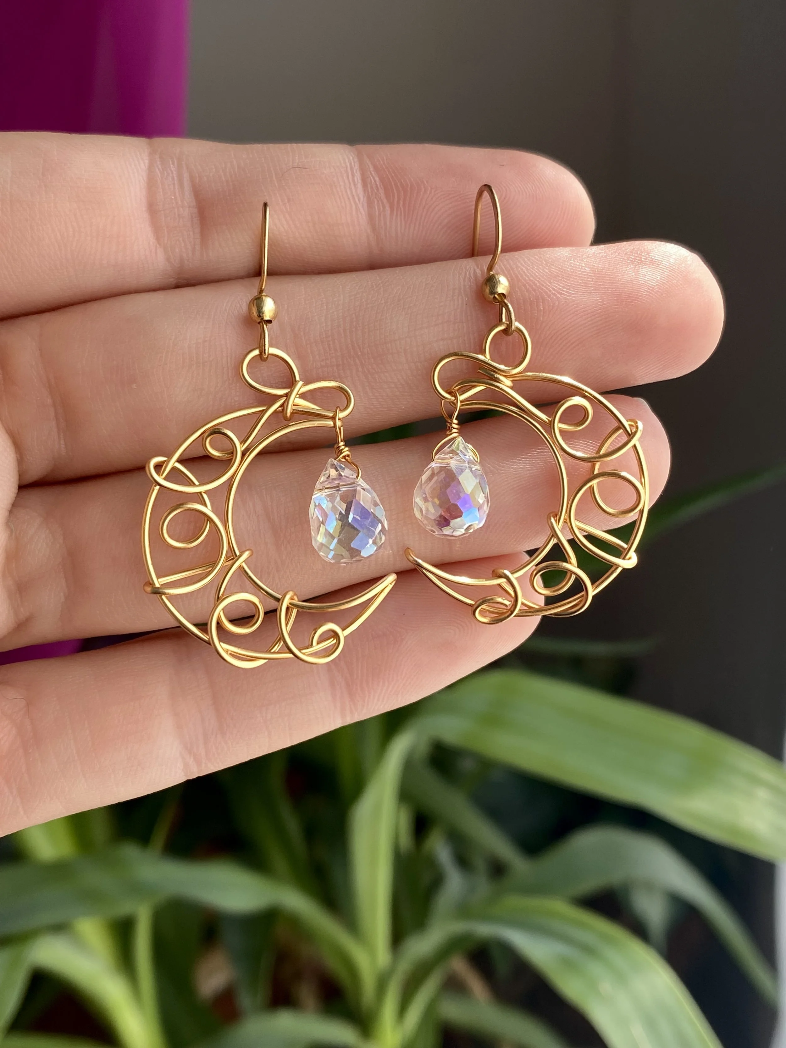 Crescent Moon Suncatcher Earrings