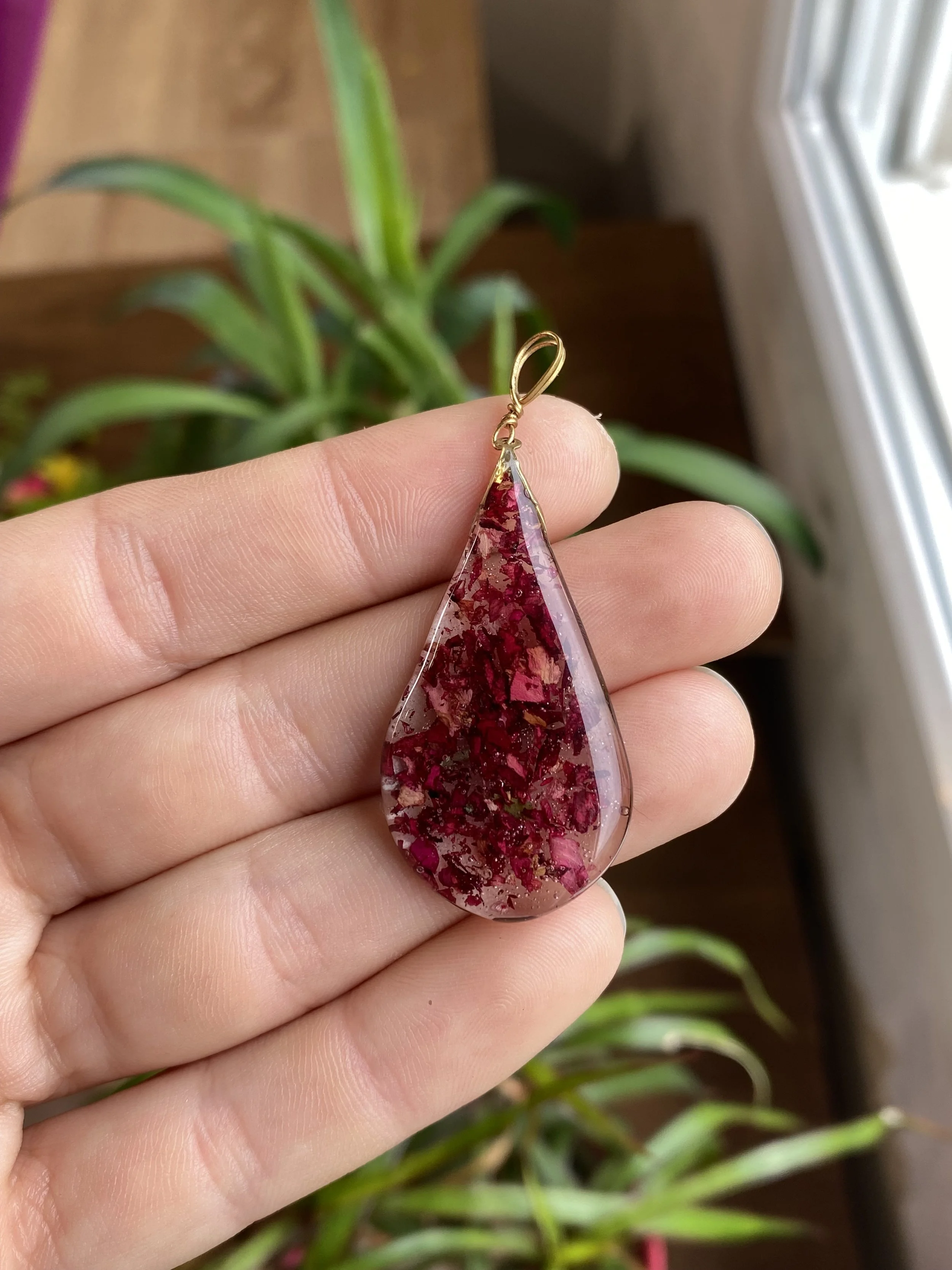 Rose Petal Teardrop Pendant