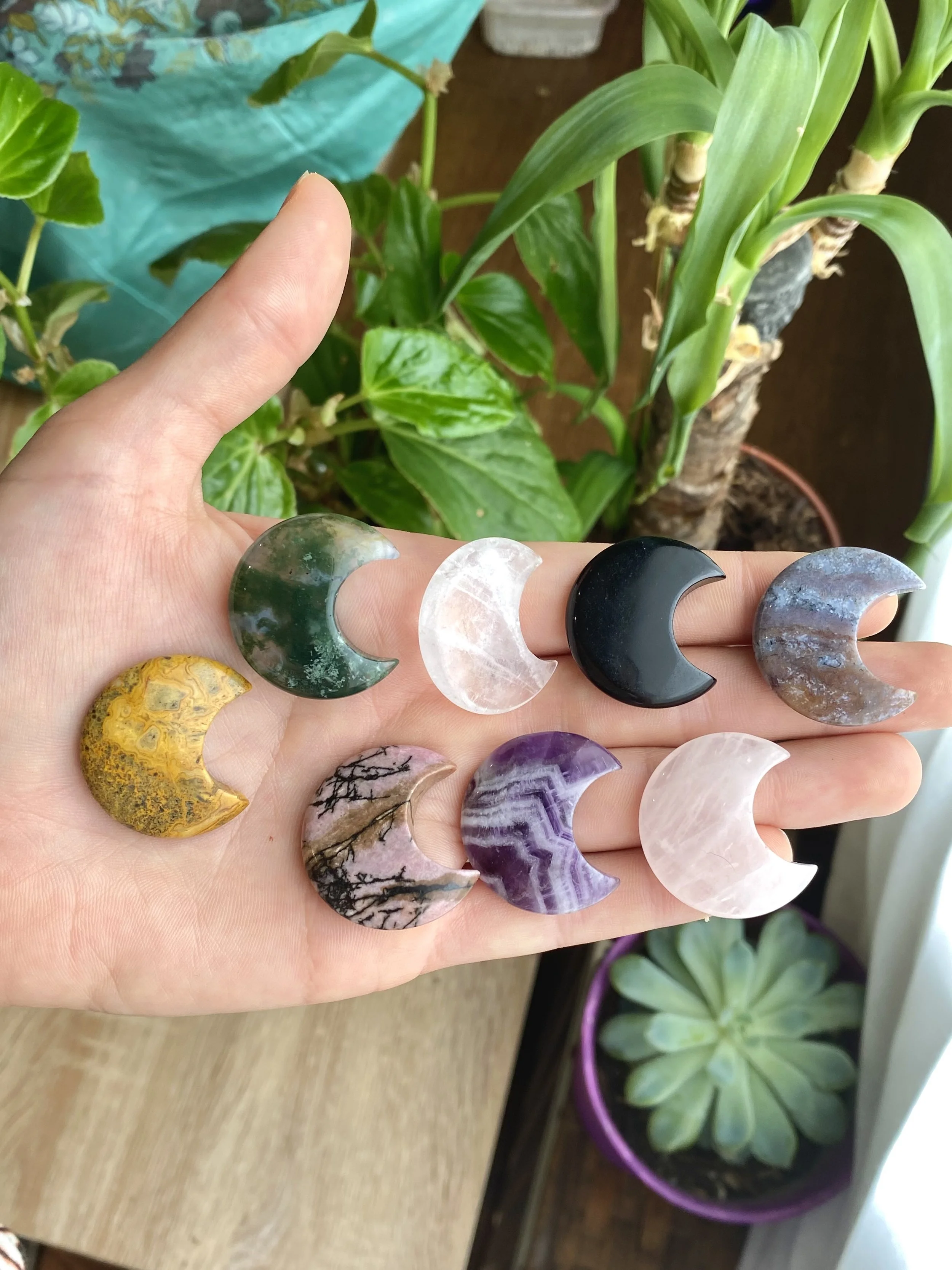 Crescent Moon Palm Stones