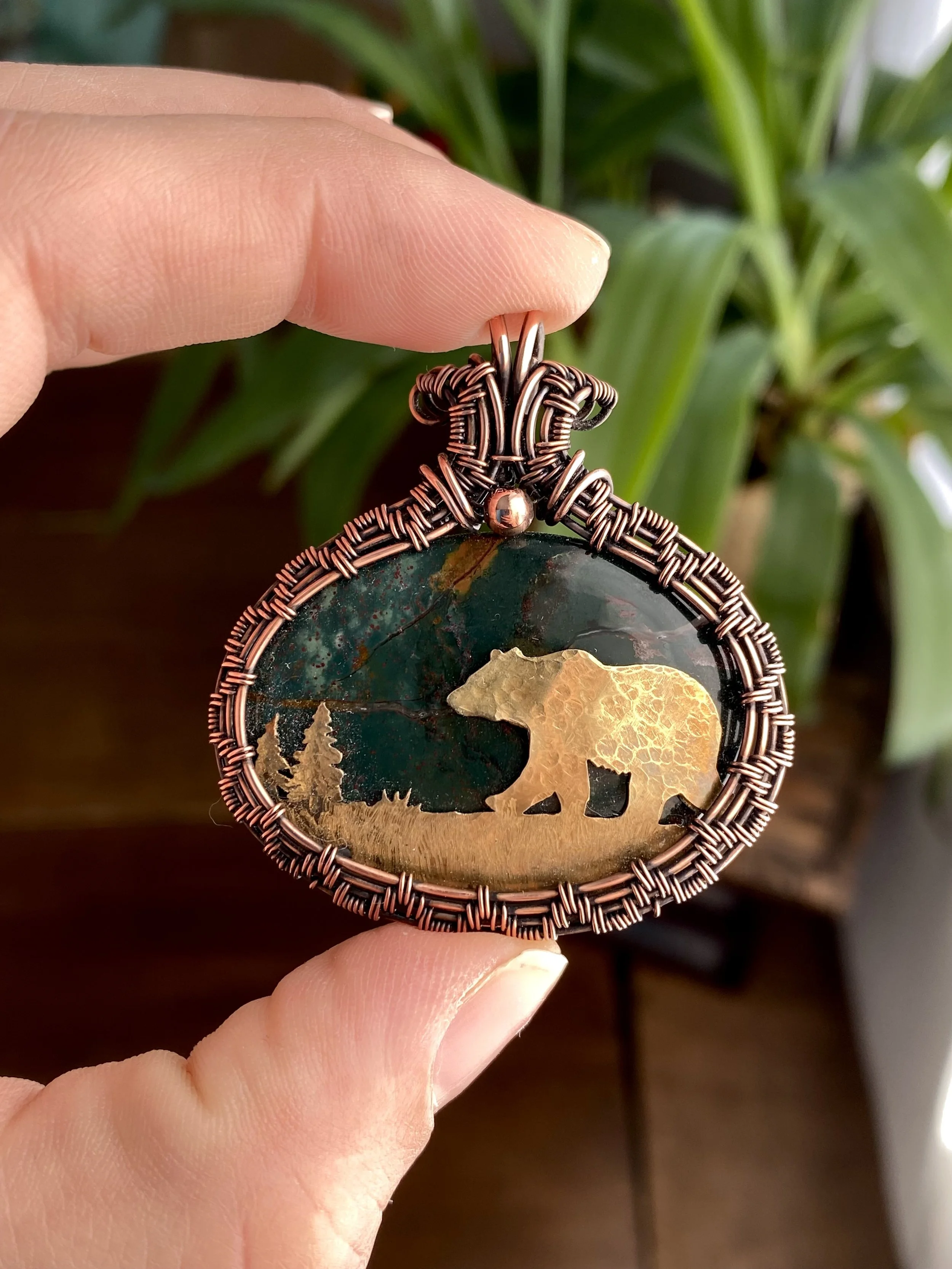 Mama Bear Pendant // Bloodstone