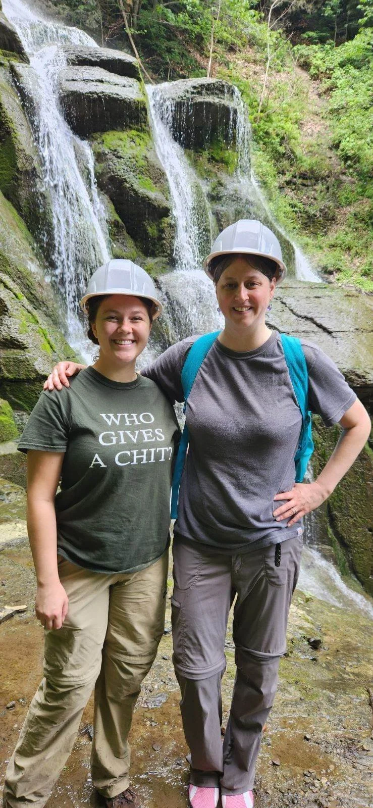  SUNY-ESF conservation staff Alyssa Whitbread (left) and Cody Gilbertson (right) have given years of time to helping to save the Chittenango ovate amber snail, with financial support from the U.S. Fish and Wild Life Service and the Great Lakes Restor