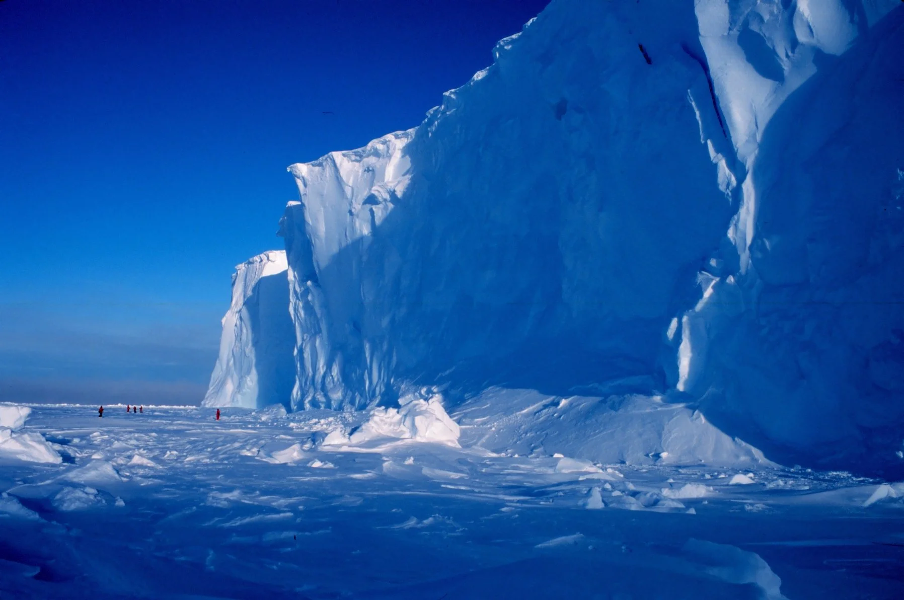 ICE SHELVES are thick platforms of ice that form when ice sheets extend onto the ocean’s surface, sometimes reaching all the way to the ocean floor.