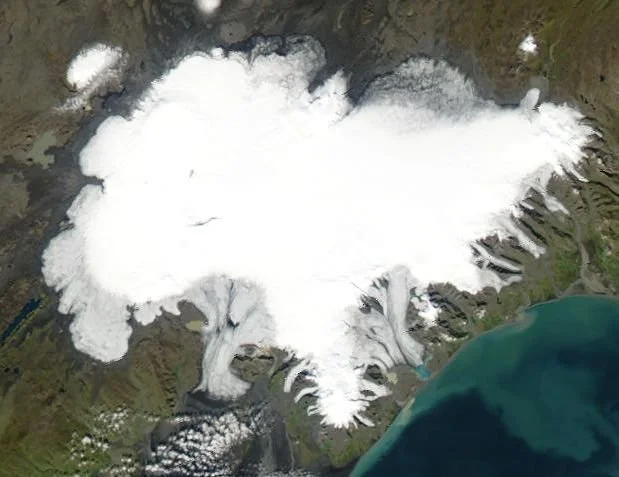 ICE CAPS, or ice fields, cover large areas, but are smaller than ice sheets.