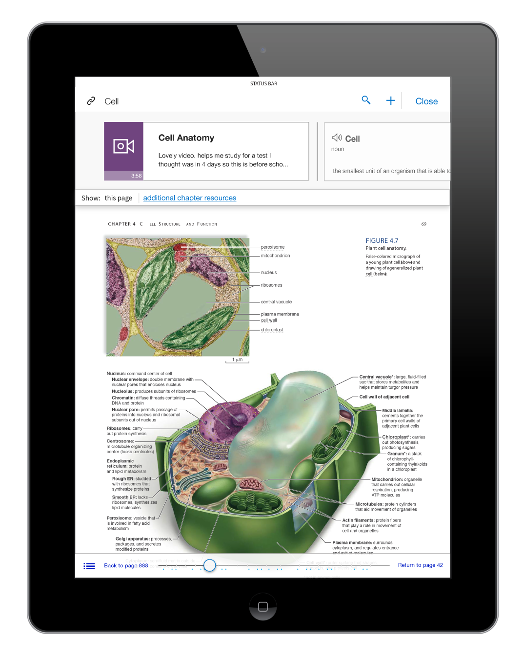 Textbook page: has a multi-media menu to explore content