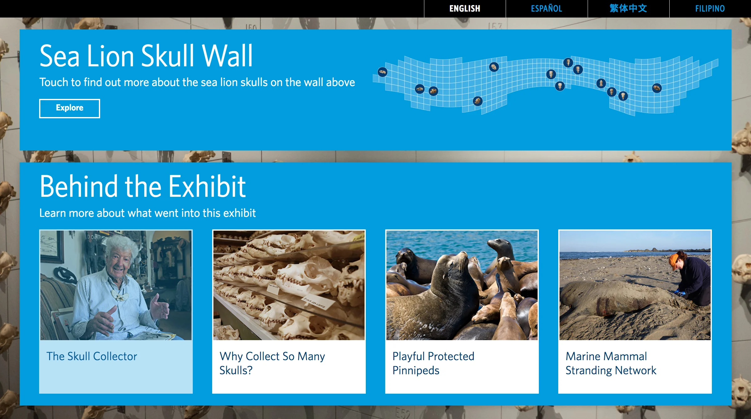 Home screen B: Behind the Exhibit