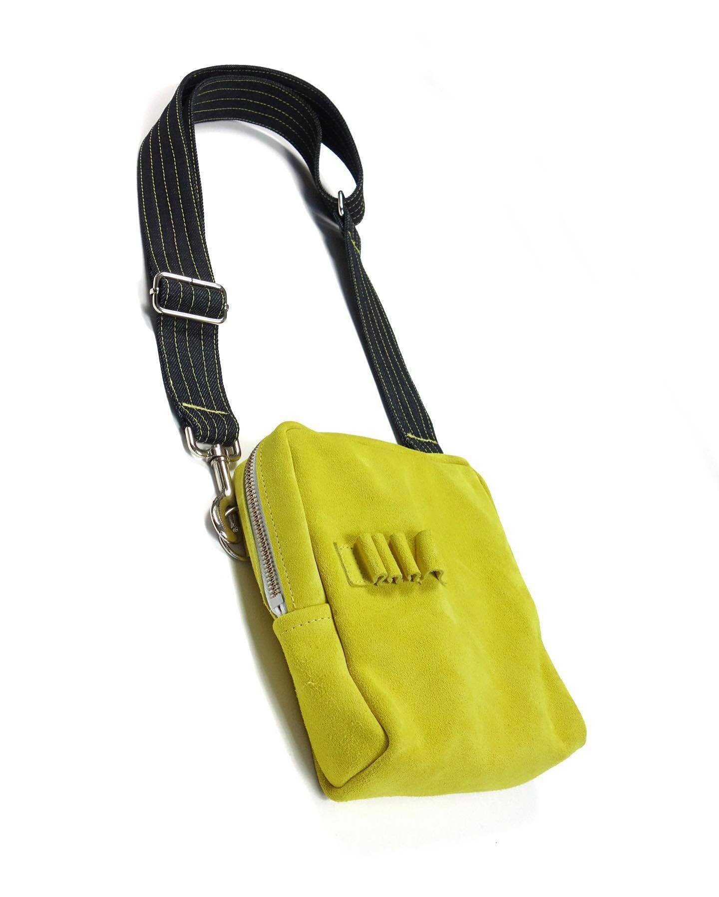 One very special @katalyst_design Crossbody Bag in Chartreuse Suede is available to ogle in the flesh at Practice. This sacred object is kept off the floor, in a special dust bag so that it remains pristine. Be sure to ask about a private viewing if 