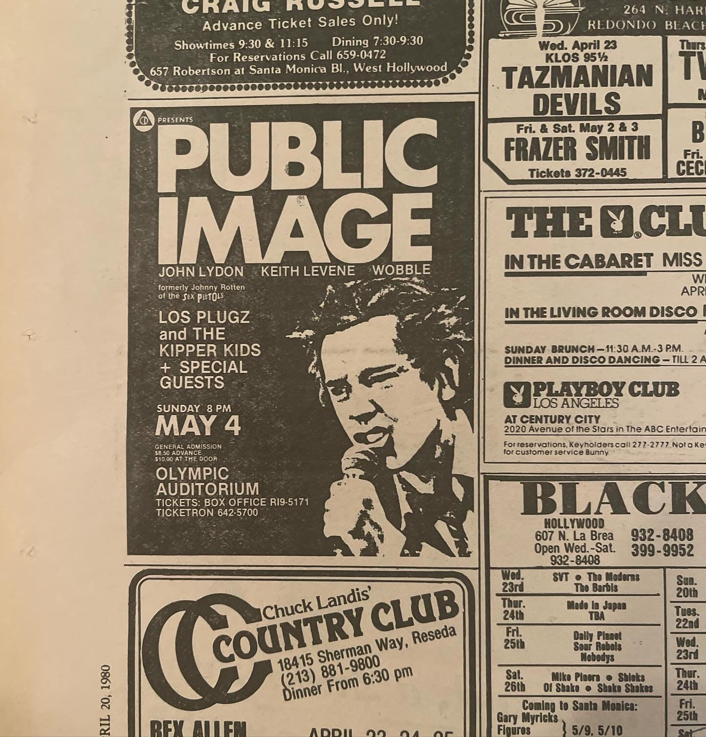 Hey kids. Next week PIL is playing at the Olympic. Get ready for a wild show. I hear @loslobos are opening. Don&rsquo;t forget the Kipper Kids. #18thandgrand #flashback #timetravel #olympicauditorium #postpunk #publicimageltd #1980