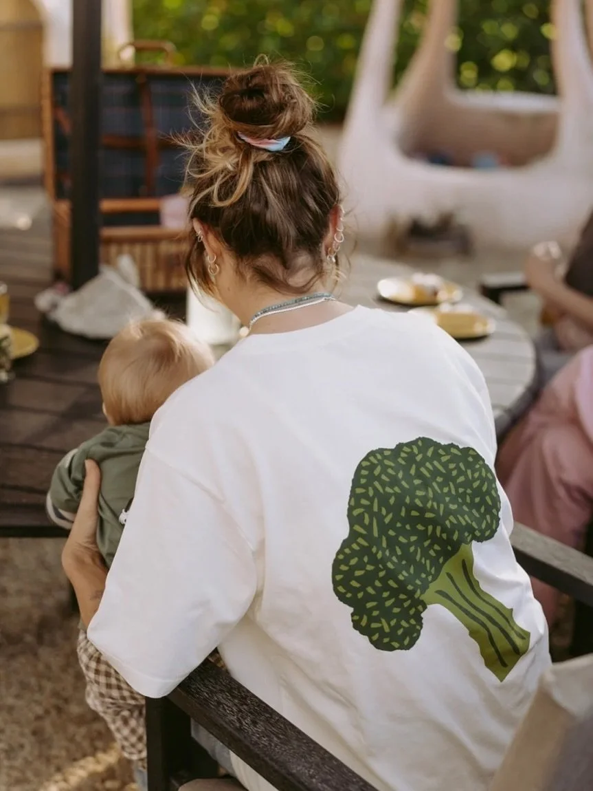 Veggie love for @pickle.kids 🥦 
Such a pleasure working with Kayla on this one. What a beautiful business you are creating 💚💛💚 #nzbuisness #kidsclothing #mamas #surfacepatterndesign #textileprintdesign #placement print #supportsmallbusiness