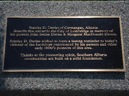 Pioneer Statue Plaque