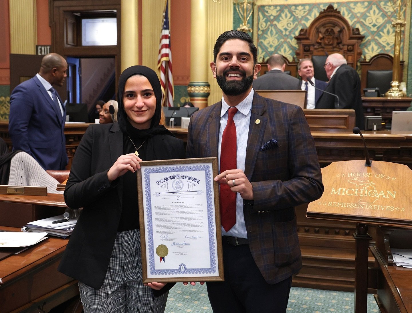 Last week I had the honor of being joined by Noor Alchalabi on the House floor. Noor is a student at the University of Michigan and served as an intern in our office for two years. 

My office and district are better because of Noor. And because of t