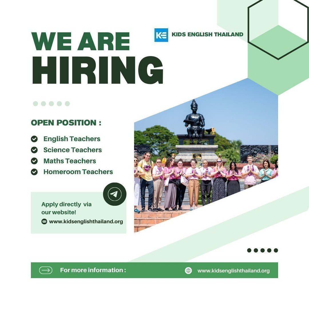 We are currently seeking educators to join us for the 2025-2026 academic session, with opportunities available for October 2025 and April 2026 semesters!

Kids English Thailand (KET) is a distinguished recruitment firm with a rich history of over 15 