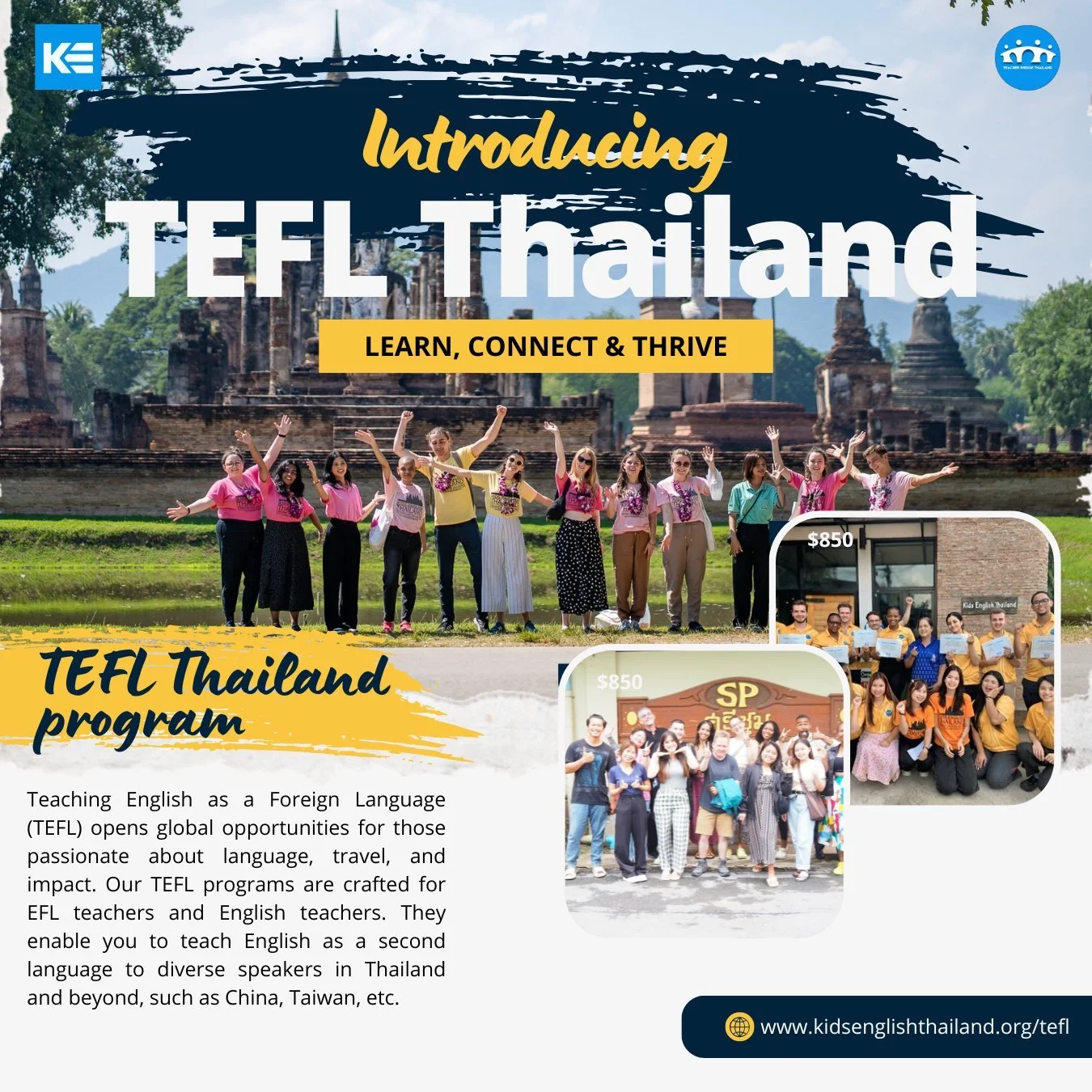 Ready to turn your love for teaching into a life-changing adventure in Thailand? 

Introducing TEFL Thailand &ndash; your fastest, most affordable path to the classroom! 

▪️120+ hour internationally recognised certification
▪️One of the lowest price