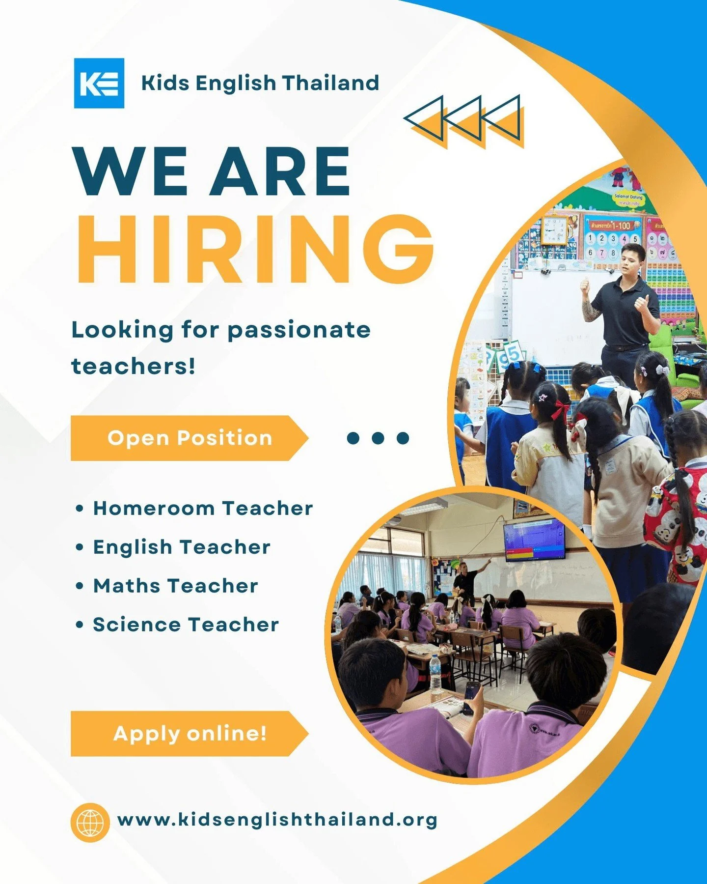 We are currently seeking educators to join us for the 2026-2027 academic session, with opportunities available for April 2026 and October 2026 semesters!

Kids English Thailand (KET) is a distinguished recruitment firm with a rich history of over 15 