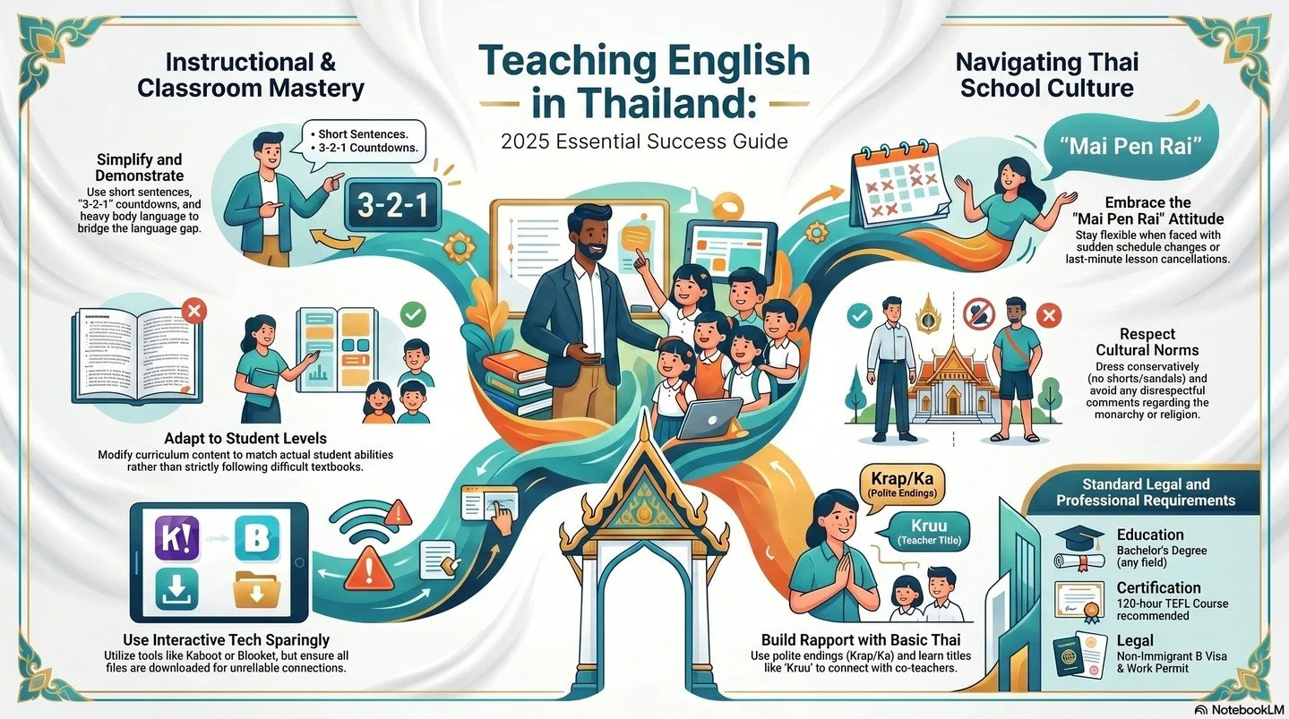 Teaching English in Thailand: 2025 Essential Success Guide is here!

New teachers, future teachers, and anyone already in Thai schools &mdash; this one&rsquo;s for you.
We packed everything you actually need to know into one beautiful guide:

▪️ How 