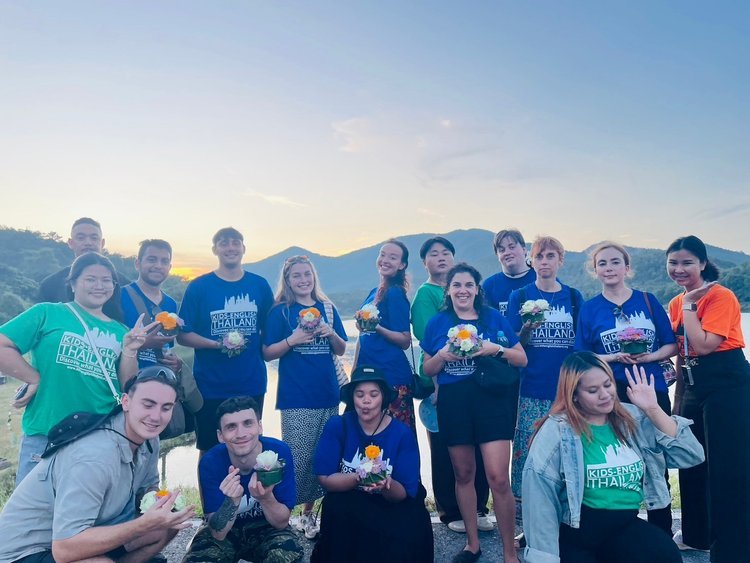 Interns enjoying Thailand Loi Krathong