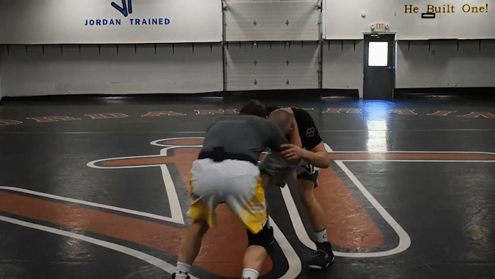 Jordan demonstrating the “drive in” and “circle back” motions. These two motions make it more difficult for the opponent to initiate a counter and also allow for easier transitions to the finishing options.