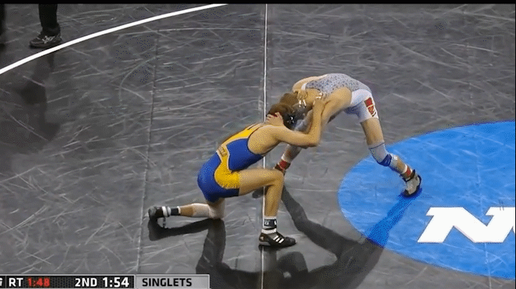 Micah Jordan executing a Cut-Back finish at the 2016 NCAA Championships.
